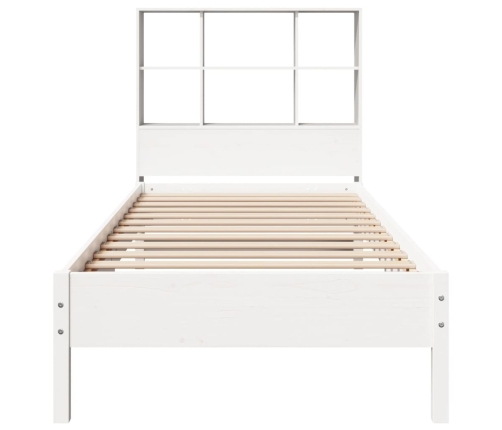 Cama con estantería sin colchón madera maciza blanca 75x190 cm