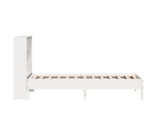 Cama con estantería sin colchón madera maciza blanca 75x190 cm