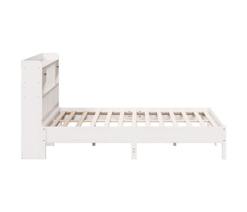 Cama con estantería sin colchón madera maciza blanca 200x200 cm