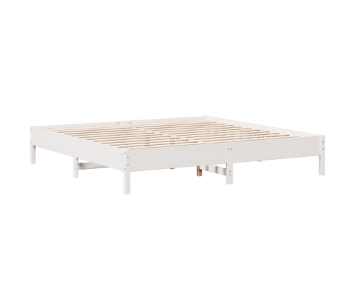 Cama con estantería sin colchón madera maciza blanca 200x200 cm