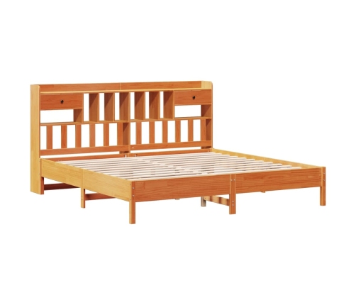 Cama con estantería sin colchón madera maciza marrón 200x200 cm