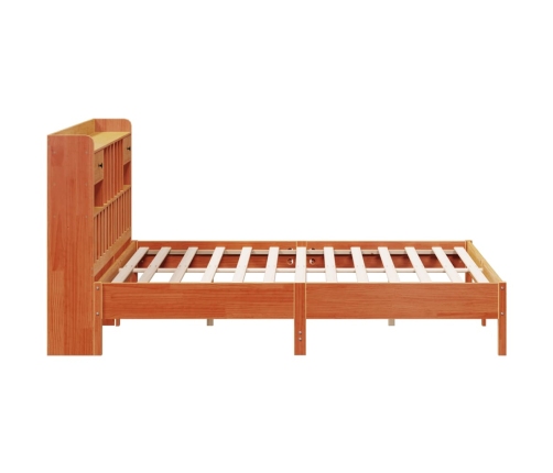 Cama con estantería sin colchón madera maciza marrón 200x200 cm