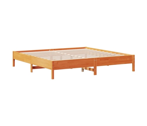 Cama con estantería sin colchón madera maciza marrón 200x200 cm