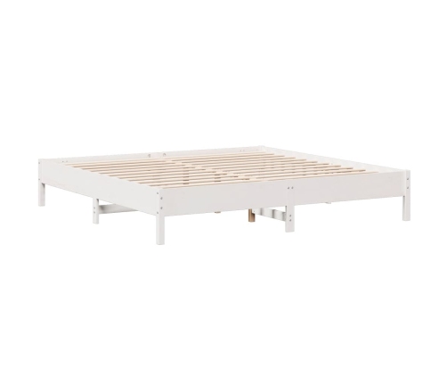 Cama con estantería sin colchón madera maciza blanca 180x200 cm