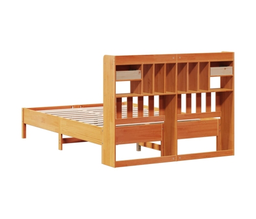 Cama con estantería sin colchón madera maciza marrón 160x200 cm