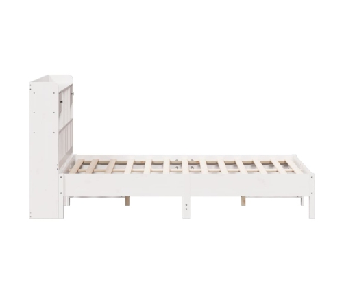 Cama con estantería sin colchón madera maciza blanca 150x200 cm