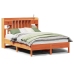 Cama con estantería sin colchón madera maciza marrón 150x200 cm
