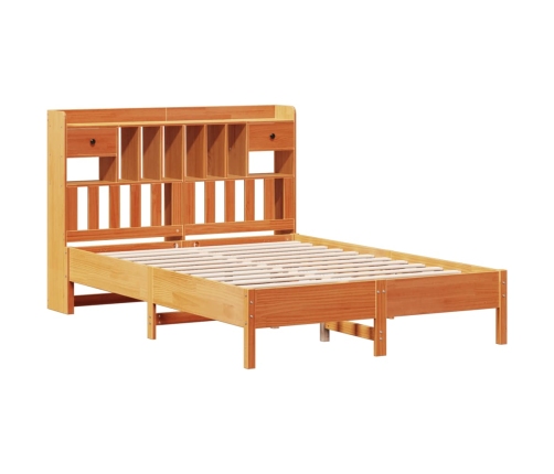 Cama con estantería sin colchón madera maciza marrón 150x200 cm