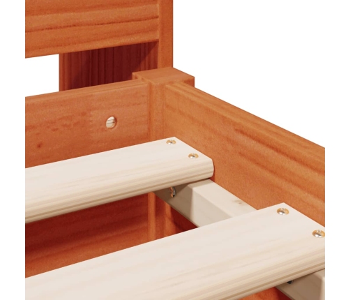 Cama con estantería sin colchón madera maciza marrón 150x200 cm