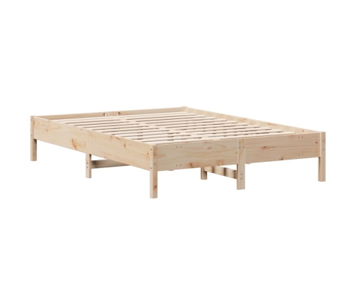 Cama con estantería sin colchón madera maciza de pino 140x200cm