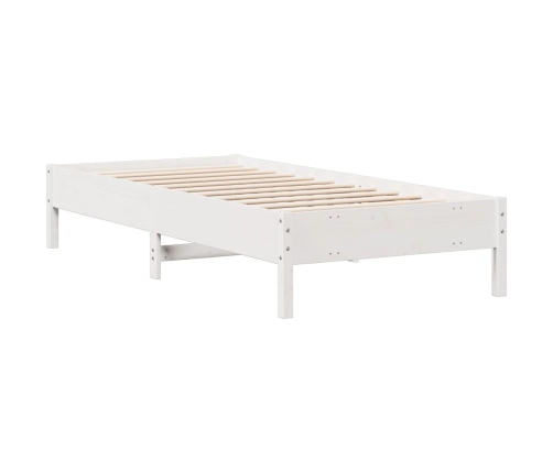 Cama con estantería sin colchón madera maciza blanca 100x200 cm