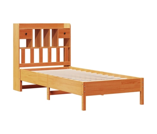 Cama con estantería sin colchón madera maciza marrón 100x200 cm