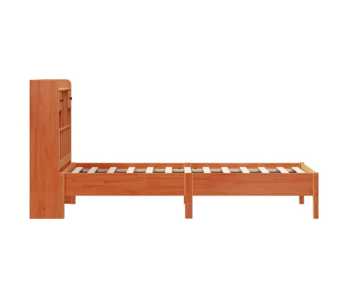 Cama con estantería sin colchón madera maciza marrón 100x200 cm