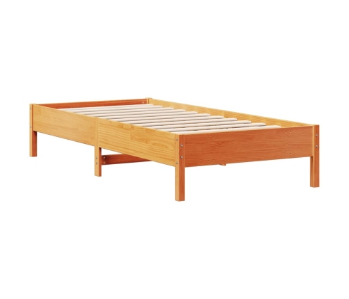 Cama con estantería sin colchón madera maciza marrón 100x200 cm