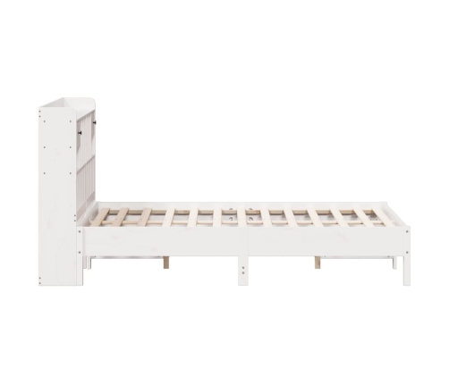 Cama con estantería sin colchón madera maciza blanca 135x190 cm