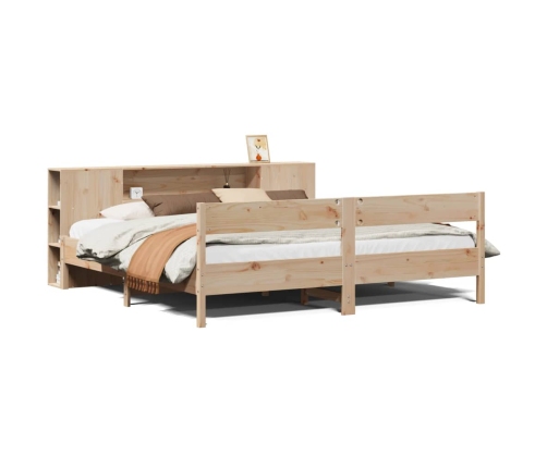 Cama con estantería sin colchón madera maciza de pino 200x200cm