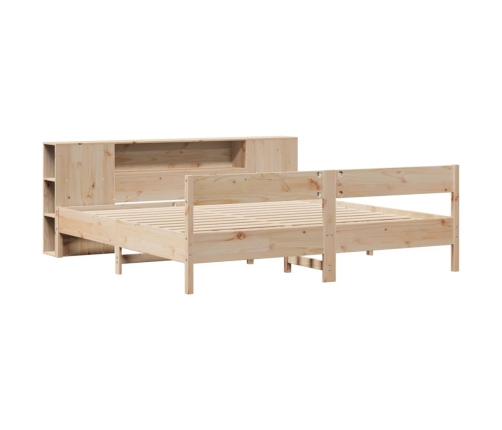 Cama con estantería sin colchón madera maciza de pino 200x200cm
