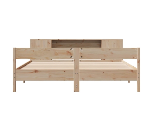 Cama con estantería sin colchón madera maciza de pino 200x200cm
