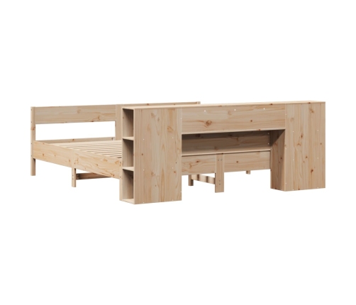 Cama con estantería sin colchón madera maciza de pino 200x200cm