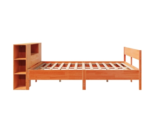 Cama con estantería sin colchón madera maciza marrón 200x200 cm