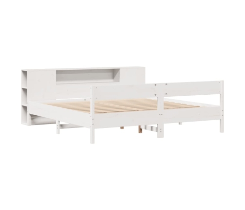 Cama con estantería sin colchón madera maciza blanca 180x200 cm