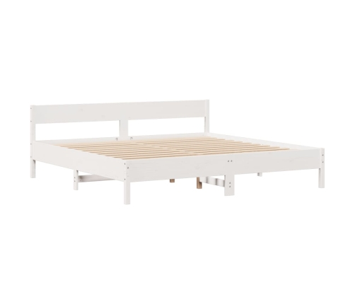 Cama con estantería sin colchón madera maciza blanca 180x200 cm