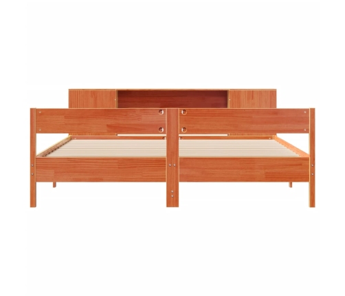 Cama con estantería sin colchón madera maciza marrón 180x200cm