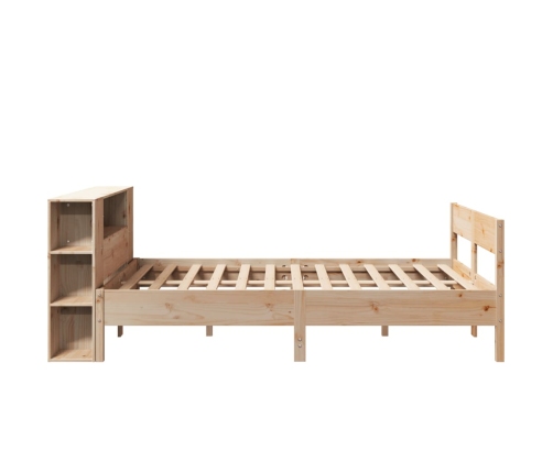 Cama con estantería sin colchón madera maciza de pino 160x200cm