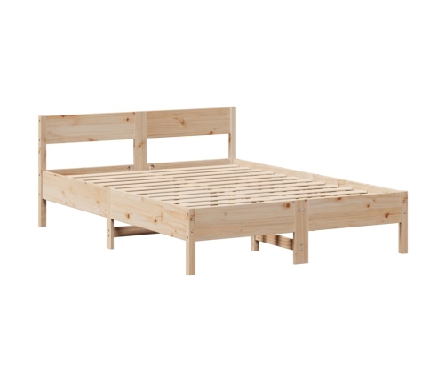 Cama con estantería sin colchón madera maciza de pino 160x200cm