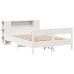 Cama con estantería sin colchón madera maciza blanca 160x200 cm