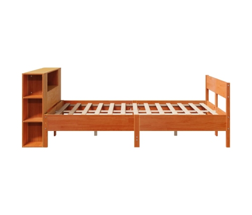 Cama con estantería sin colchón madera maciza marrón 160x200 cm