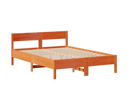 Cama con estantería sin colchón madera maciza marrón 160x200 cm