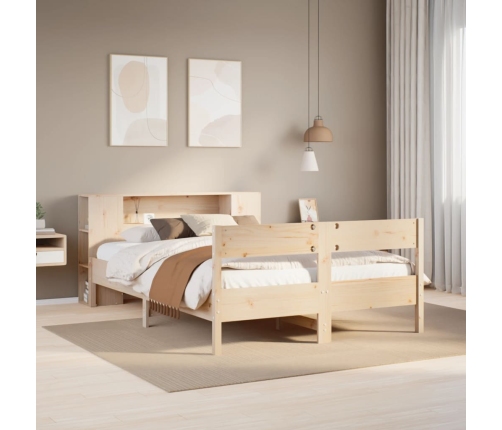 Cama con estantería sin colchón madera maciza de pino 150x200cm