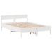 Cama con estantería sin colchón madera maciza blanca 150x200 cm