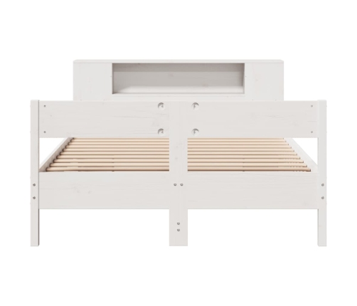 Cama con estantería sin colchón madera maciza blanca 120x200 cm