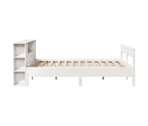 Cama con estantería sin colchón madera maciza blanca 120x200 cm