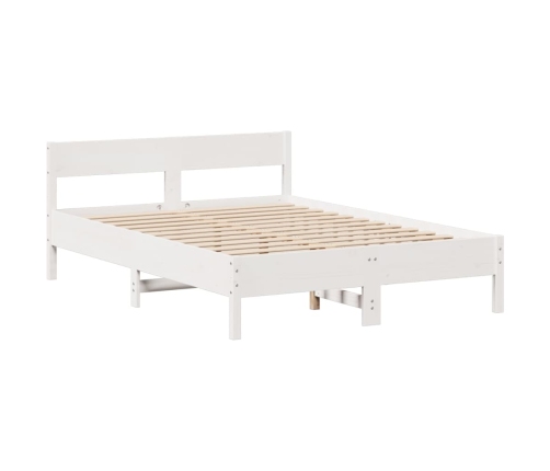 Cama con estantería sin colchón madera maciza blanca 120x200 cm