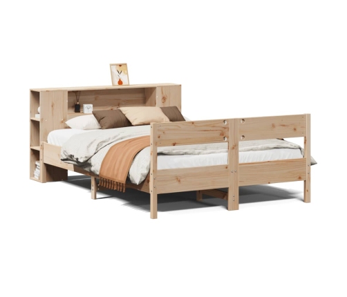 Cama con estantería sin colchón madera maciza de pino 140x190cm