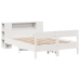 Cama con estantería sin colchón madera maciza blanca 140x190 cm