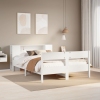 Cama con estantería sin colchón madera maciza blanca 140x190 cm