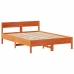 Cama con estantería sin colchón madera maciza marrón 140x190 cm