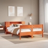 Cama con estantería sin colchón madera maciza marrón 140x190 cm