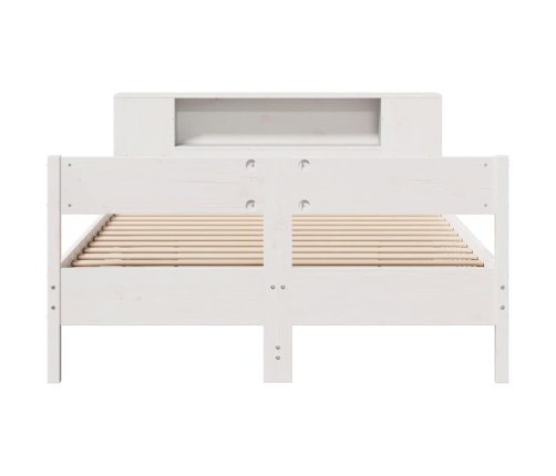 Cama con estantería sin colchón madera maciza blanca 120x190 cm
