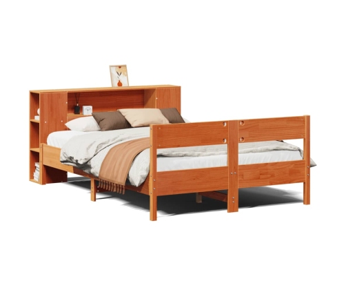 Cama con estantería sin colchón madera maciza marrón 120x190 cm