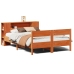 Cama con estantería sin colchón madera maciza marrón 120x190 cm