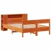 Cama con estantería sin colchón madera maciza marrón 120x190 cm