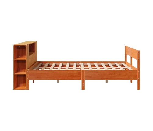 Cama con estantería sin colchón madera maciza marrón 120x190 cm