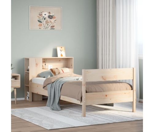 Cama con estantería sin colchón madera maciza de pino 100x200cm