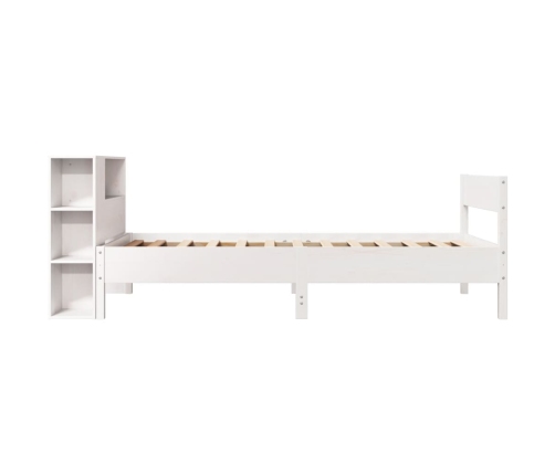 Cama con estantería sin colchón madera maciza blanca 100x200 cm