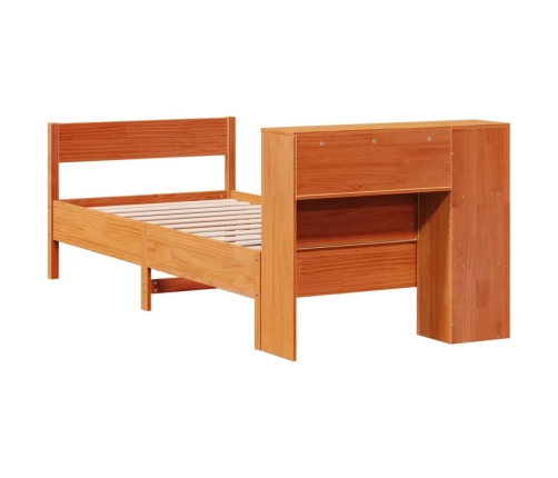 Cama con estantería sin colchón madera maciza marrón 100x200 cm